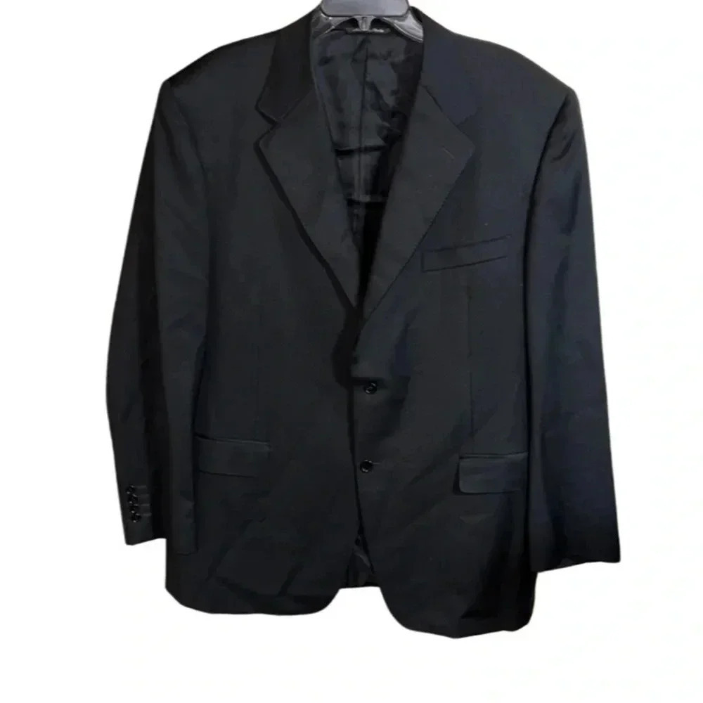 Canali Black Wool Suit Jacket Size EU 58R
